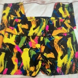 Kids Black Multicolor Brushstroke Leggings